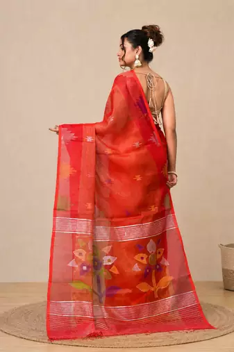 Red texture design tissue soft saree