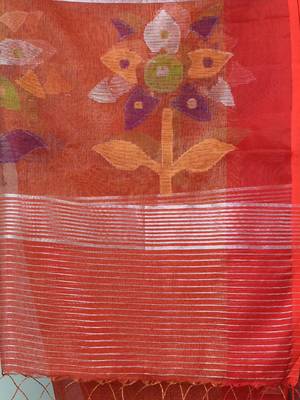 Red texture design tissue soft saree 4