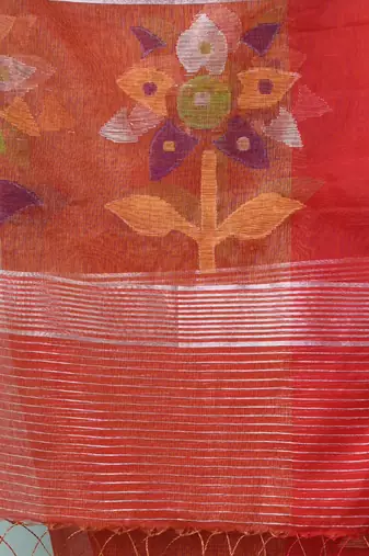 Red texture design tissue soft saree
