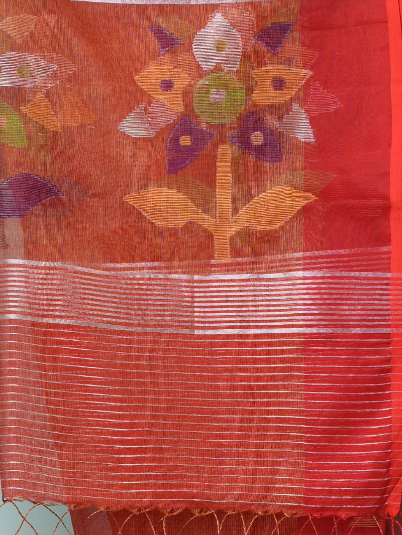Red texture design tissue soft saree