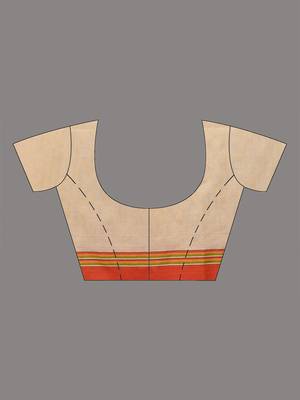 beige geometric pattern cotton blend soft saree 5