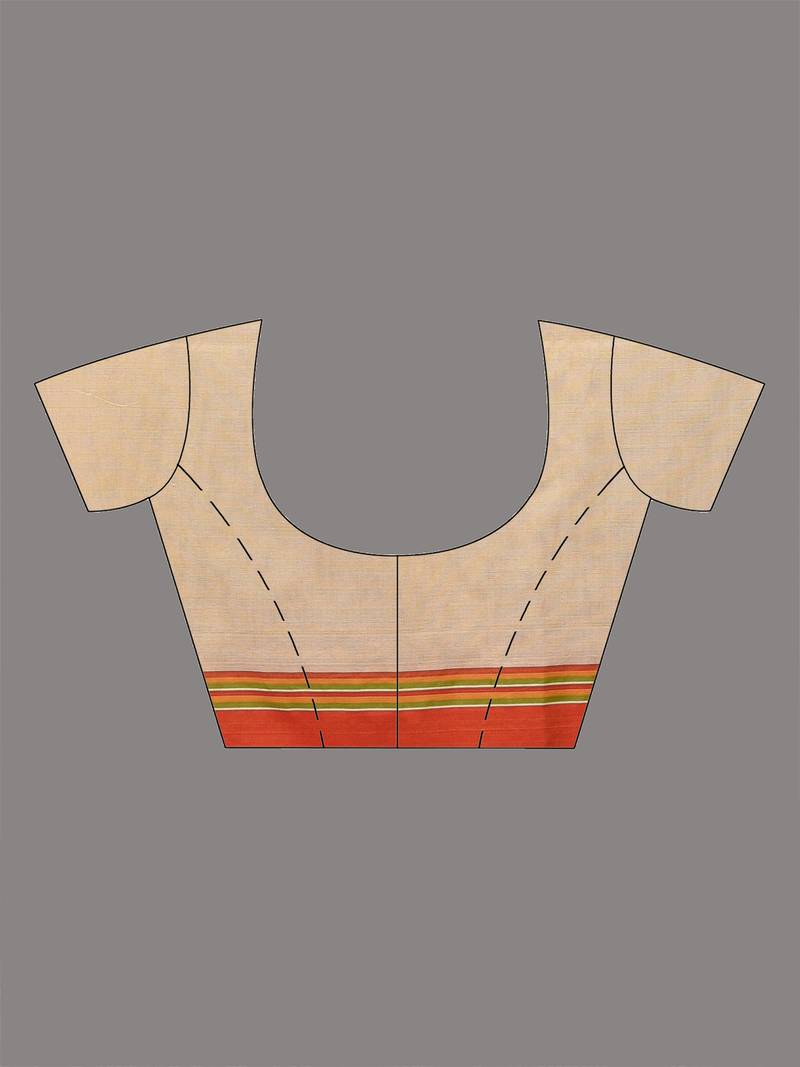 beige geometric pattern cotton blend soft saree