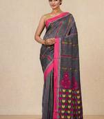 grey geometric pattern cotton blend soft saree