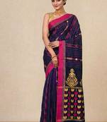 blue geometric pattern cotton blend soft saree