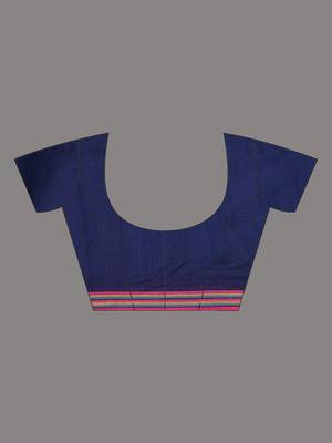 blue geometric pattern cotton blend soft saree 3