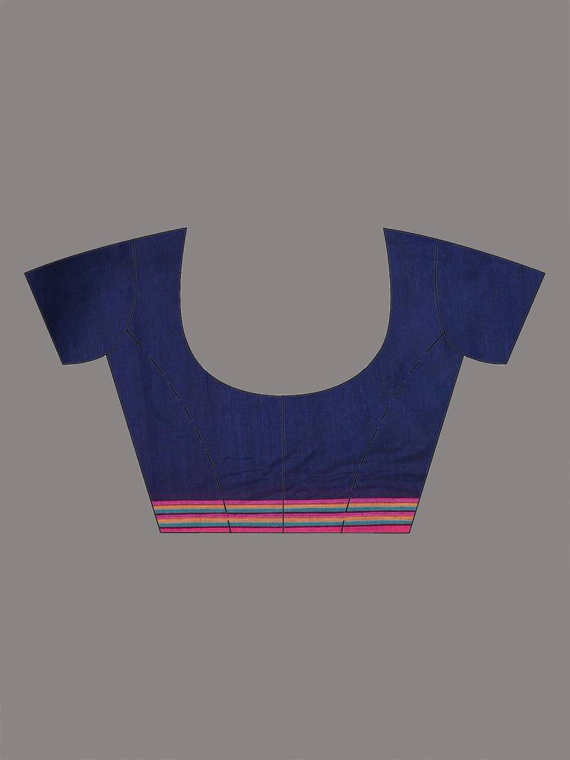 blue geometric pattern cotton blend soft saree