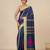 Sapphire blue geometric pattern cotton blend soft saree