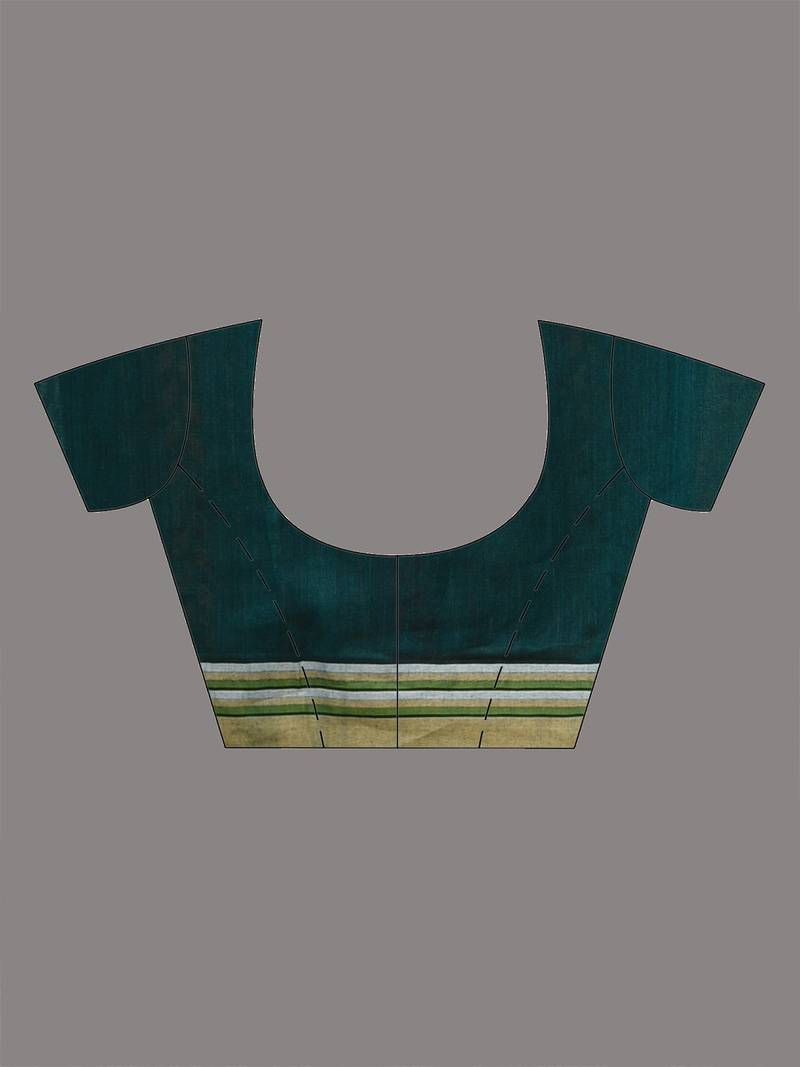 green geometric pattern cotton blend soft saree