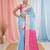 elegant sky blue and pink resham saree with zari border