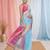 elegant sky blue and pink resham saree with zari border