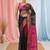 elegant black and magenta resham saree with zari border