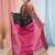 elegant black and magenta resham saree with zari border