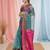 elegant teal and fuchsia resham saree with zari border