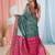 elegant teal and fuchsia resham saree with zari border