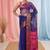 elegant blue and fuchsia resham saree with zari border