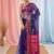 elegant blue and fuchsia resham saree with zari border
