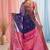 elegant blue and fuchsia resham saree with zari border