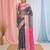 elegant grey and pink resham saree with zari border
