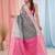 elegant grey and pink resham saree with zari border