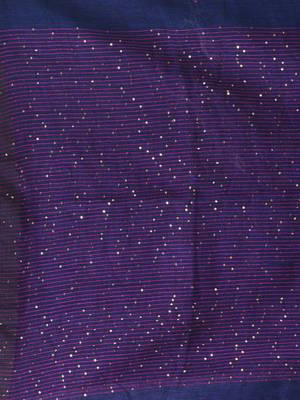 Elegant navy blue linen saree with floral embroidery 4