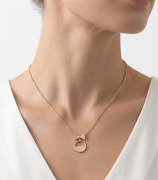 925 Sterling Silver Gold Plated Bow Circle Pendant Necklace Set  for Women