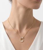 925 Sterling Silver Gold Plated Bow Circle Pendant Necklace Set  for Women
