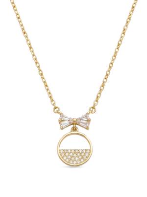 925 Sterling Silver Gold Plated Bow Circle Pendant Necklace Set  for Women 3