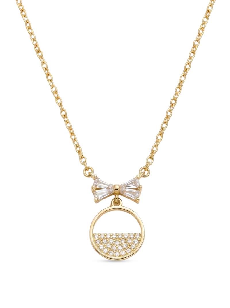 925 Sterling Silver Gold Plated Bow Circle Pendant Necklace Set  for Women