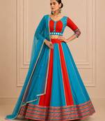 Blue Cotton Handwork Navratri Lehenga Choli