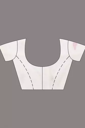 White linen saree with pink bird & texture motifs and zari borders