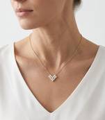 925 Sterling Silver Gold Plated Heart  Cluster CZ Pendant Necklace Set  for Women