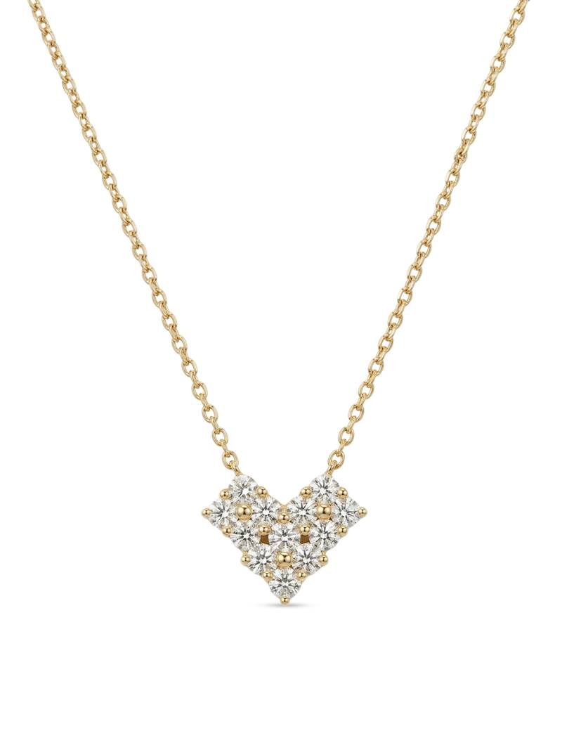 925 Sterling Silver Gold Plated Heart  Cluster CZ Pendant Necklace Set  for Women