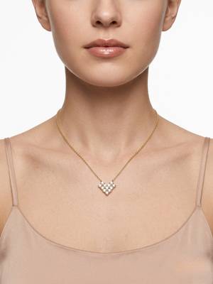 925 Sterling Silver Gold Plated Heart  Cluster CZ Pendant Necklace Set  for Women 3