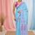 sky blue cotton blend saree with traditional woven patterns and tassel border