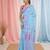 sky blue cotton blend saree with traditional woven patterns and tassel border