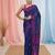 blue cotton blend saree with traditional woven patterns and tassel border
