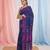 blue cotton blend saree with traditional woven patterns and tassel border