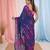 blue cotton blend saree with traditional woven patterns and tassel border