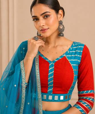 Blue Cotton Handwork Navratri Lehenga Choli 2