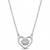 925 Sterling Silver Rhodium Plated  Open Heart Floral CZ Pendant Necklace  Set for Women