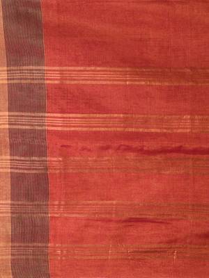 Elegant red tissue saree with contrasting golden border 4