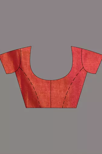 Elegant red tissue saree with contrasting golden border
