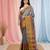 Elegant grey tissue saree with contrasting golden border
