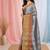 Elegant grey tissue saree with contrasting golden border