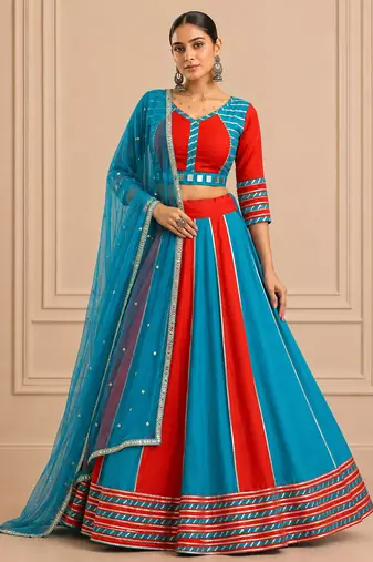 Blue Cotton Handwork Navratri Lehenga Choli