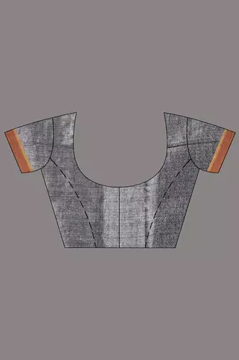 Elegant grey tissue saree with contrasting golden border