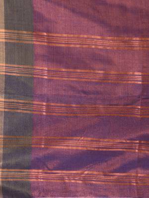 Elegant purple tissue saree with contrasting golden border 4