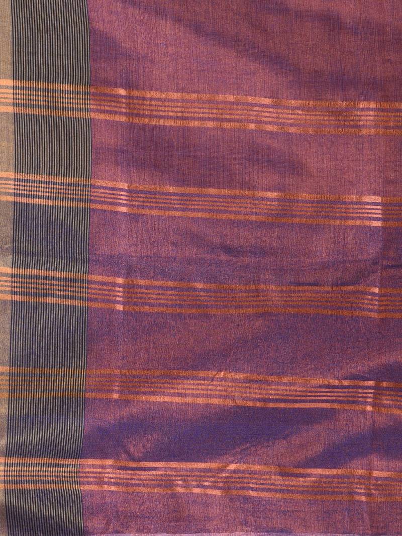 Elegant purple tissue saree with contrasting golden border