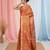 Orange tissue saree with ethnic motifs and golden border