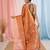 Orange tissue saree with ethnic motifs and golden border